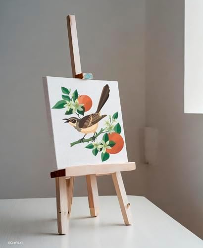 CraftLab Painting Kit - Paint by Numbers for Adults, Acrylic, Canvas, Brushes, Mockingbird & Orange Blossoms - Image 2