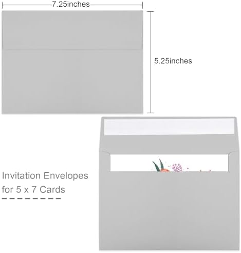 50 Packs 5x7 Dark Gray Envelope 5x7, Dark Gray Invitation Envelopes Self Seal for Weddings, Invitations, Photos, Greeting Cards, Mailing - Image 2