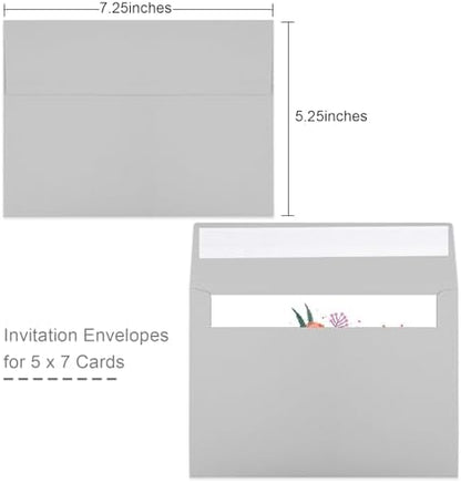 50 Packs 5x7 Dark Gray Envelope 5x7, Dark Gray Invitation Envelopes Self Seal for Weddings, Invitations, Photos, Greeting Cards, Mailing - Image 2