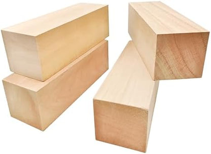 4Pcs Unfinished Basswood Blocks-2x2x6 Inch Rectangular Linden Wood Blocks for DIY Carving,Whittling Blocks,DIY Crafts,Natural untreated Wood Pieces (2×2×6in, 4PC) by Unknown