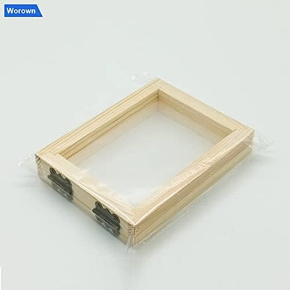 Worown A7 Paper Making Screens, Small Wooden Papermaking Mould & Deckle, (4 x 5 Inch) Paper Making Frames for DIY Craft and Dried Flower Handcrafts - Image 3