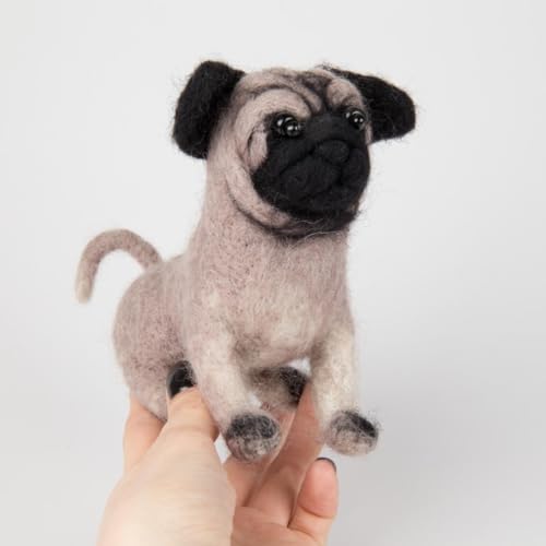 Wizardi Beginner Needle Felting Kit for Adults - Pugdog. Animal Felting Kit 5.12x5.71 Inches. Felting Tools. Wool Felting Supplies. Felt Crafts. Wool Felt. V-149C Charivna Mit - Image 2
