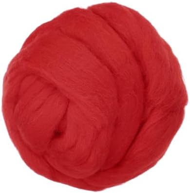 PATIKIL Wool Roving Yarn, 150G/5.3OZ Soft Felting Wool Pure Chunky Roving Yarn Bulk for Needle Felting Knitting Blanket Spinning Weaving DIY Craft, Red by PATIKIL