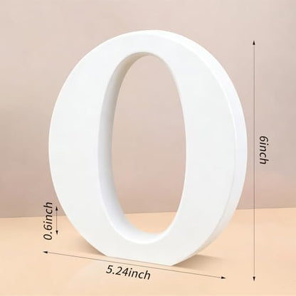 6 Inch White Wood Letters Unfinished Wooden Letters for Wall Decor Decorative Standing Letters Slices Sign Board Decoration for Craft Home Party Projects (O) - Image 2