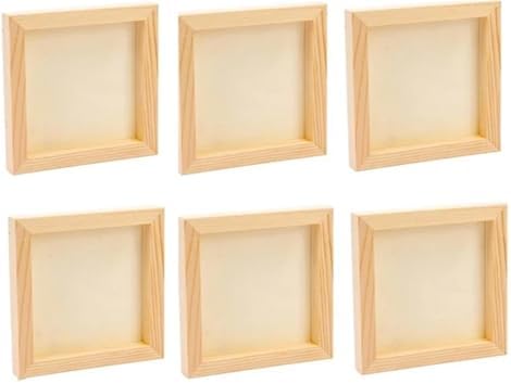 DIY Frame Kit 6Pcs Unfinished Square Wood Panels,4x4/10x10cm,Blank Wooden Canvas Cradled Painting Boards for Drawing,Wood Burning DIY Arts by Unknown