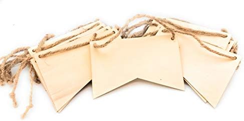 Oojami 50-Pack Unfinished Wood Banner Flags with Twine – Natural Wooden Pennant Ornaments for Crafts, Painting, Wood Burning, and Laser Engraving – Custom Blank Garland Kit for Party & Event Decor - Image 2