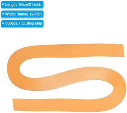 PATIKIL 600pcs Quilling Strips Paper 1/8"(3mm) 21"(54cm) Origami Paper Quilling Strip for Art DIY Hand Craft Christmas, Light Orange - Image 2