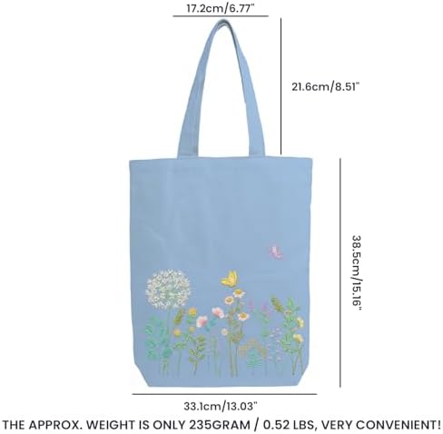 CREAWONDER Canvas Tote Bag Embroidery Kit with Pattern for Beginners, Arts and DIY Embroidery Crafts Kits for Adults, Include Instructions, Embroidery Hoops, Color Threads and Tool - Image 6