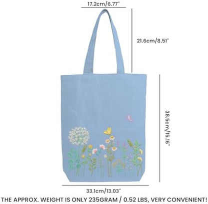 CREAWONDER Canvas Tote Bag Embroidery Kit with Pattern for Beginners, Arts and DIY Embroidery Crafts Kits for Adults, Include Instructions, Embroidery Hoops, Color Threads and Tool - Image 6