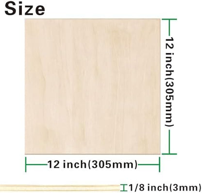 48 Pack Basswood Sheets 1/8 inch,12"x12"x1/8" Plywood Sheets,3mm Basswood for Laser Cutting,Laser Engraving Blanks,Thin Natural Unfinished Wood for Crafts,Wood Burning,Scroll Saw Cutting - Image 2