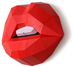 Woman Lips DIY Paper Craft Kit，Pre Cut 3D Papercraft for wall decoration, Creattive 3D Low Poly Puzzle wall deco,Multi Color Options,Accessories Included, with Quality Paperstock ，100% Recycled… - Image 2