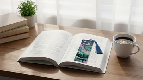 6PCS Cross Stitch Bookmark Kit for Adult Beginners Landscape Cross Stitch Kits with Backing Felt Floss Instruction DIY Stamped Embroidery Bookmark Kit for Starter Adults Book Lovers (2.3x7.8 inch) - Image 5