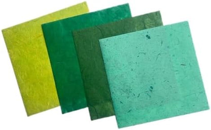 Natural Fiber Mulberry Paper Sheets 6 x 6 Inches, 50 PCS Handmade Craft Paper for Origami, Scrapbooking, Card Making, DIY Decoration, Mixed Media Art (Mixed Green Rice Straw etc.,,, 6 x 6) - Image 2