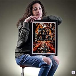Eiazuiks Halloween Stamping Cross Stitch Kit, Castle Halloween Counting Cross Stitch Kit for Adult Beginners, Full Line DIY Stitching Kit for Home Decor Cross Stitch Patterns 12x16 inches - Image 3