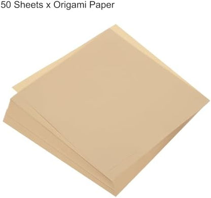 MECCANIXITY 50 Sheets Origami Paper Double Sided 8x8 Inch(20x20cm) Square Sheet for Art Craft Project, Beginners, Gifts Decor, Khaki - Image 3