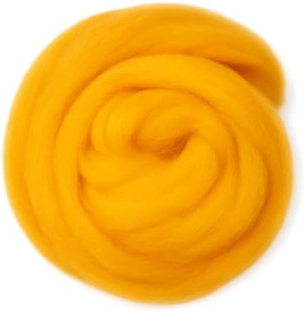 Catopia Wool Roving Yarn, 100G/3.53OZ Soft Felting Wool Pure Chunky Roving Yarn Bulk for Needle Felting Knitting Blanket Spinning Weaving DIY Craft,Light Yellow by Catopia
