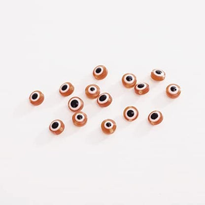 200pcs Flat Round Evil Eye Beads Handmade Resin Lampwork Bead Charms Spacer Beads with Elastic Rope for Bracelets Necklace Jewelry Craft Making (8mm,Coffee) - Image 4