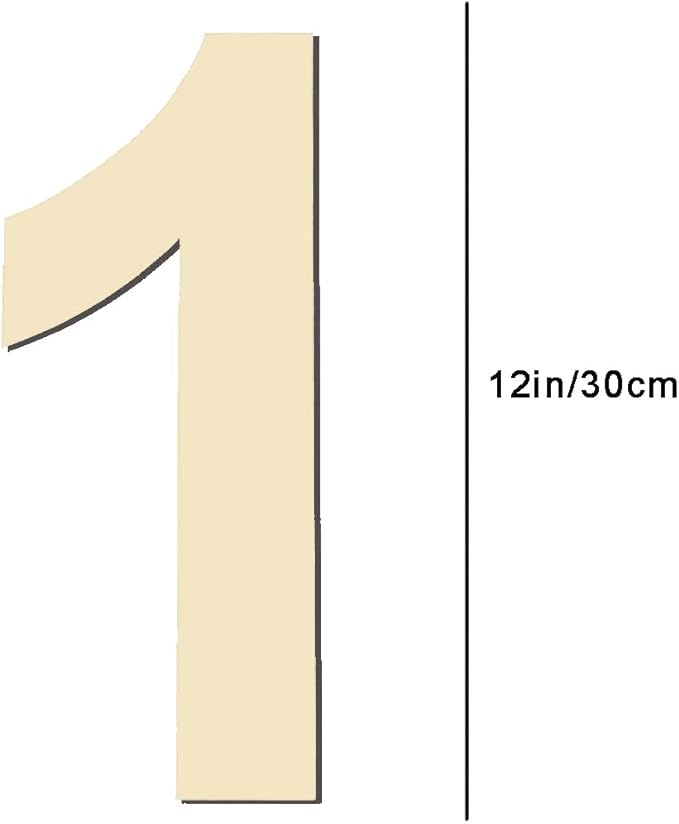 12 Inch Large Blank Wood Number 1 Unfinished Wood Slices Signs Board, Wooden Numbers for DIY Craft Projects, Birthday, Party, Wedding Decorations