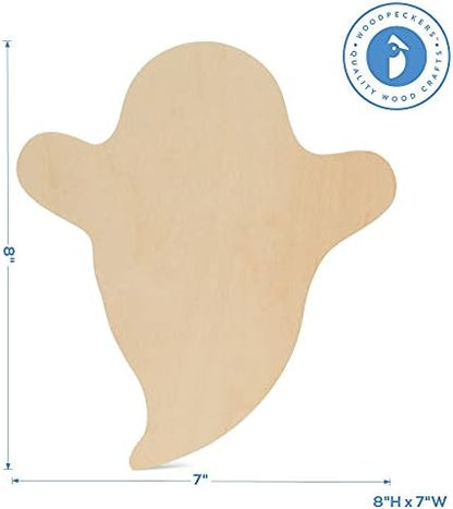 Wood Ghost Cutout 8 x 7 Inch, Pack of 3 Unfinished Wooden Cutouts for Crafting, and DIY Halloween Décor, by Woodpeckers - Image 4