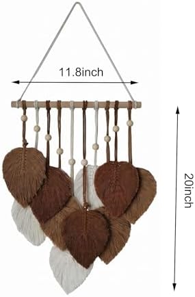 Zqyxiehuo DIY Macrame Leaf Wall Hanging Beginners Boho Wall Leaf Tapestry Kit Handmade Woven Tapestry Feather Wall Hanging DIY Macrame Kit for Adults Birthday Gift 11.8"(Brown) - Image 4