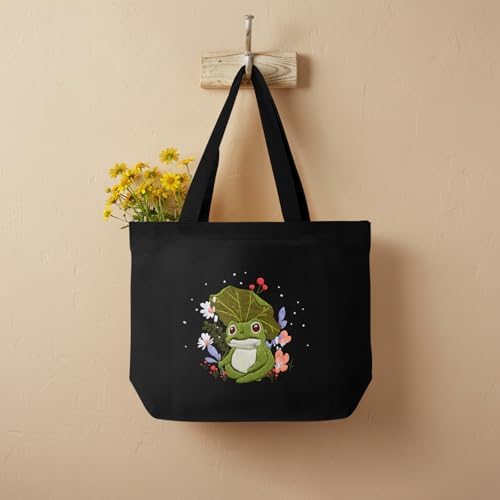 ERKOON Embroidery Canvas Tote Bag for Beginners, Floral Arts Crafts Cross Stitch Kits for Adults Including Stamped Embroidery Bag with Hoops, Needle, Instruction and Color Threads (Frog) - Image 5