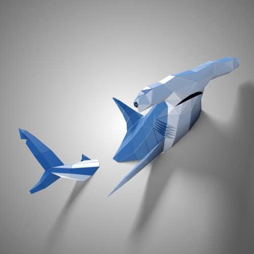 Hammerhead Shark 3D Paper Sculpture - Pre-cut DIY Kit | Handmade Wall Decor, Low Poly Animal Figurine | All Accessories Included, Ideal Gift for Teens - Image 4