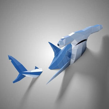 Hammerhead Shark 3D Paper Sculpture - Pre-cut DIY Kit | Handmade Wall Decor, Low Poly Animal Figurine | All Accessories Included, Ideal Gift for Teens - Image 4