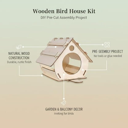 DIY Wooden Bird House Kit, Pre-Cut Natural Wood Craft for Garden & Balcony Decor, Easy Assembly Project (1 Piece) - Image 4