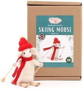 Wizardi Beginner Needle Felting Kit for Adults - Skiing Mouse. Animal Felting Kit 8cm Tall. Felting Tools. Wool Felting Supplies. Felt Crafts. Wool Felt. The Makerss - Image 2