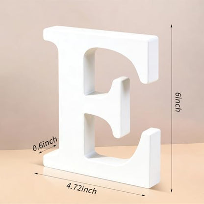 6 Inch White Wood Letters Unfinished Wooden Letters for Wall Decor Decorative Standing Letters Slices Sign Board Decoration for Craft Home Party Projects (E) - Image 2