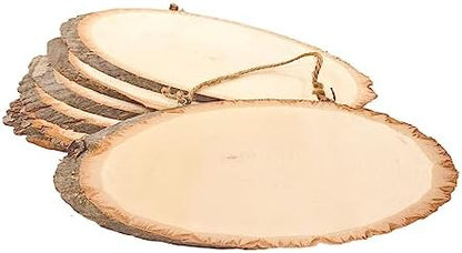 6 Pack 13 Inch Oval Wood Slice Basswood Plaque Hanging Signs for Burning Painting Crafts by Cregugua