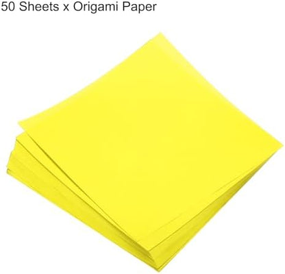 MECCANIXITY 50 Sheets Origami Paper Double Sided 8x8 Inch(20x20cm) Square Sheet for Art Craft Project, Beginners, Gifts Decor, Fluorescent Yellow - Image 3