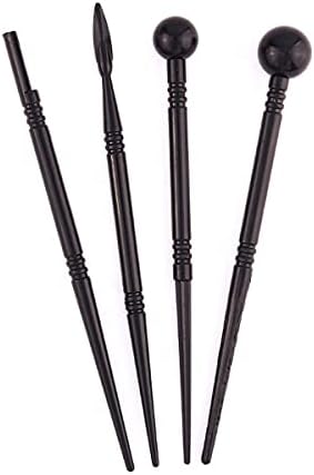 4 Pieces Black Plastic Double-Headed Clay Sculpting Tools Indentation Pen Pottery Sculpture Tool Cake Fondant Decoration Tool by mollensiuer