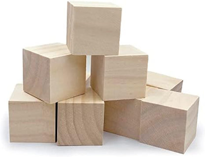 Wood Blocks for Crafts, Unfinished Wood Cubes, 2 Inch Natural Wooden Blocks, Pack of 8 Wood Square Blocks, Wooden Cubes for Arts and Crafts and DIY Projects - Image 4