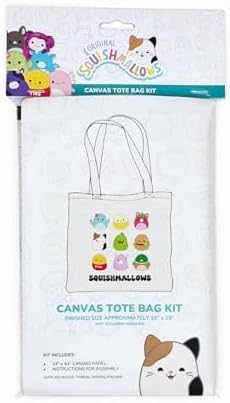 Squishmallows Canvas Tote Bag DIY Sewing Kit – 24" x 43" Cotton Canvas Fabric Panel – Makes 16” x 15” Reusable Tote – Beginner Friendly Craft Project – Cream by NorthcottFabrics