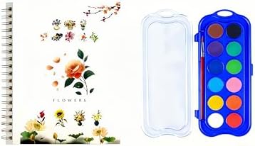 Watercolor Workbook，Water Paint Adult Set，Easy Coloring Book,Beautiful Paintings for Beginner (Flower-12 Color) by Unknown