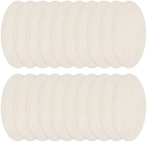 20pcs Wooden Oval Cutout 6.3 x 3.1 Inch Unfinished Wooden Blank Slices Crafts Natural Wood Circles DIY Plank Cutout Craft Supplies for Artist Painting Door Hanger Sign Wedding Decor by DELORIGIN