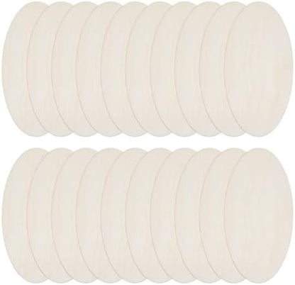 20pcs Wooden Oval Cutout 6.3 x 3.1 Inch Unfinished Wooden Blank Slices Crafts Natural Wood Circles DIY Plank Cutout Craft Supplies for Artist Painting Door Hanger Sign Wedding Decor by DELORIGIN