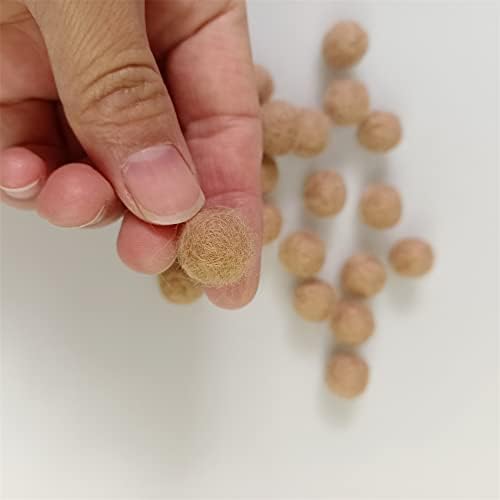 Needle Felt Balls Pure Wool Beads Dry Felted Balls 15mm Handmade DIY Crafts 20pcs (Light Brown) - Image 3
