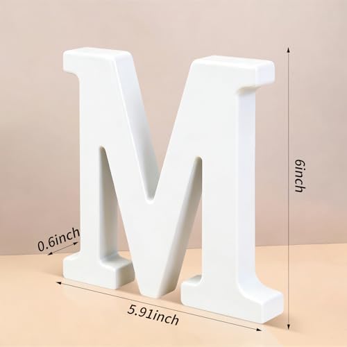6 Inch White Wood Letters Unfinished Wooden Letters for Wall Decor Decorative Standing Letters Slices Sign Board Decoration for Craft Home Party Projects (M) - Image 2
