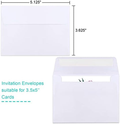 90 Packs A1 Envelopes, 3.625x5.125" Envelopes White, Small Envelope RSVP Envelope, Self Seal for Weddings, Photos, Postcards, Greeting Cards, Mailing - Image 2