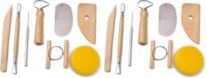 S & E TEACHER'S EDITION 8 Pcs Pottery & Clay Sculpting Tools, Double-Sided, Smooth Wooden Handles. (Pack of 2) by SETEACHERSEDITION