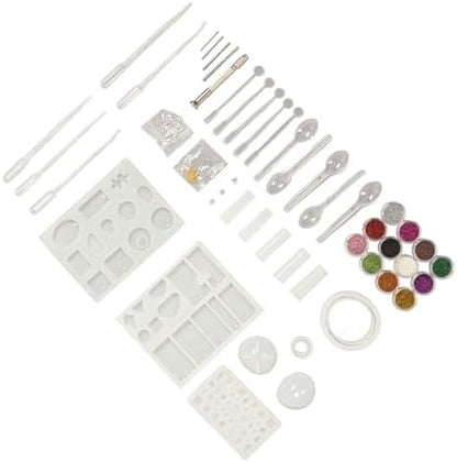 DAREBUDA DIY Glue Mold Set, Silicone Resin Jewelry Making Kit with Stirring Rods Scoop Pins Sequins for Pendant Bracelet Earring Craft, Reusable Flexible for Home Art - Image 4