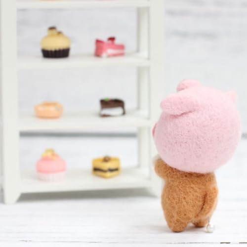 MOPFOL Needle Felting Kit 4 Styles - DIY Wool Craft with Foam Pad, Felting Needles & Accessories for Animal Doll Making(Pig Shiba Inu) - Image 3