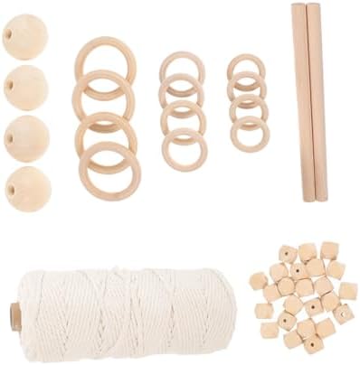 JECOMPRIS 1 Set DIY Macrame Kit for Beginners and Adults Complete Wall Art Decoration Woven Craft for Tapestry Plant Hangers and More Versatile DIY Accessories with Beads and Rings by JECOMPRIS