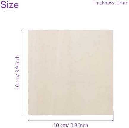 DMiotech 25 Pack 4 x 4 x 1/13 Inches 2mm Thick Wood Sheets Basswood Sheets Unfinished Plywood Squares Plywood for DIY Craft Laser Wood Burning Drawing - Image 3