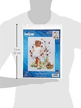 Janlynn Counted Cross Stitch Kit, Girls with Cosmos Silver 12" x 16" - Image 2