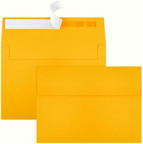50 Packs Yellow 5x7 Envelopes 5x7, Fade Bright Yellow Color Envelopes Self Seal for Weddings, Photos, Greeting Cards, Mailing by Joyberg