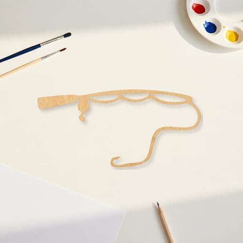 Fishing Pole Wood Cutout Craft Blank, Unfinished Baltic Birch DIY Shape for Crafts and Decor - 4 Inch, 1/4 Inch Thick - Image 3