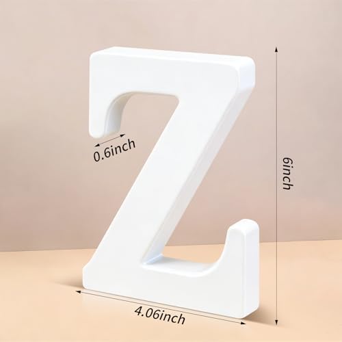 6 Inch White Wood Letters Unfinished Wooden Letters for Wall Decor Decorative Standing Letters Slices Sign Board Decoration for Craft Home Party Projects (Z) - Image 2
